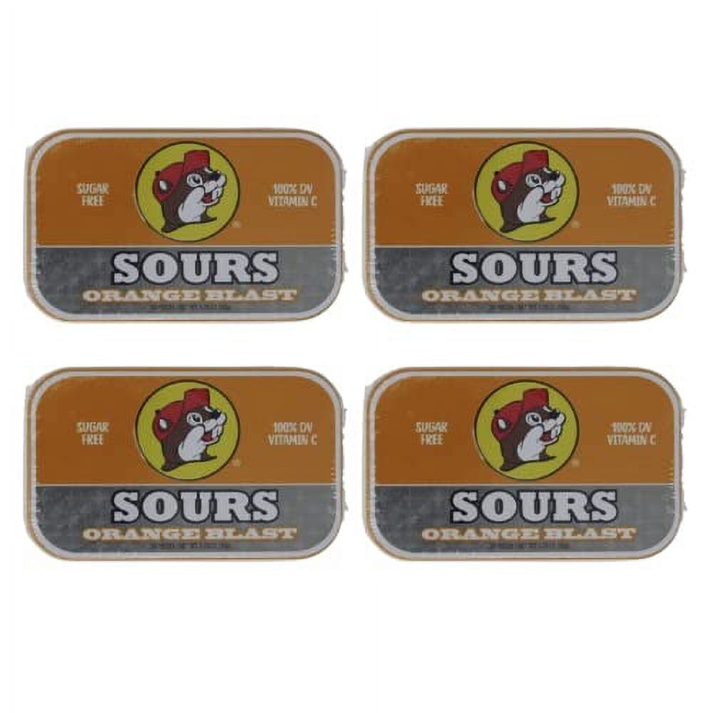 Buc-Ee's Sugar Free Orange Blast Sours Flavored Breath Mints, Gluten Free, Vegan, Four Tins Of 50 Mints Total) Mints (200